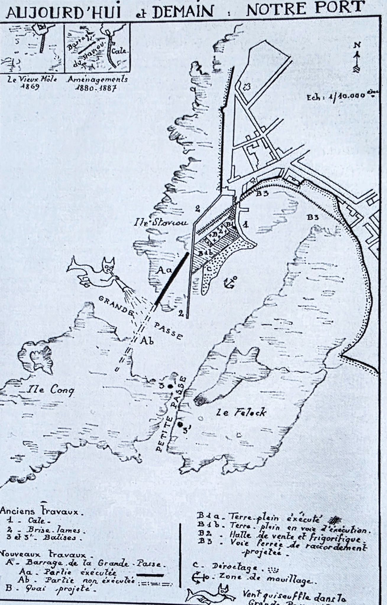 1949 : la carte des travaux déjà effectués, en cours d'exécution ou en projet. Tous ont effectivement été réalisés.