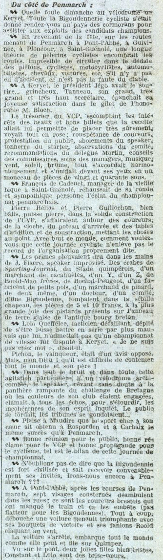 Article Dépêche de Brest 1924