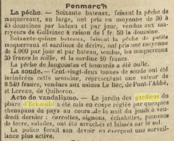 Article de presse sur le vandalisme du jardin des gardiens