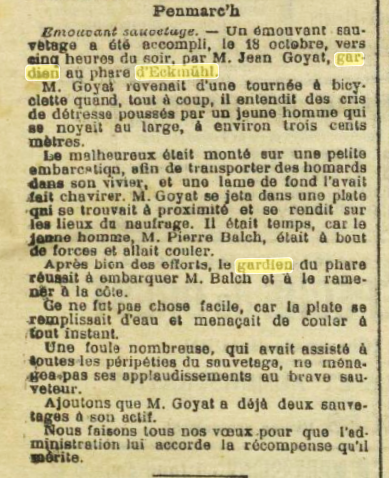 Article de presse sur le sauvetage de Pierre Balch
