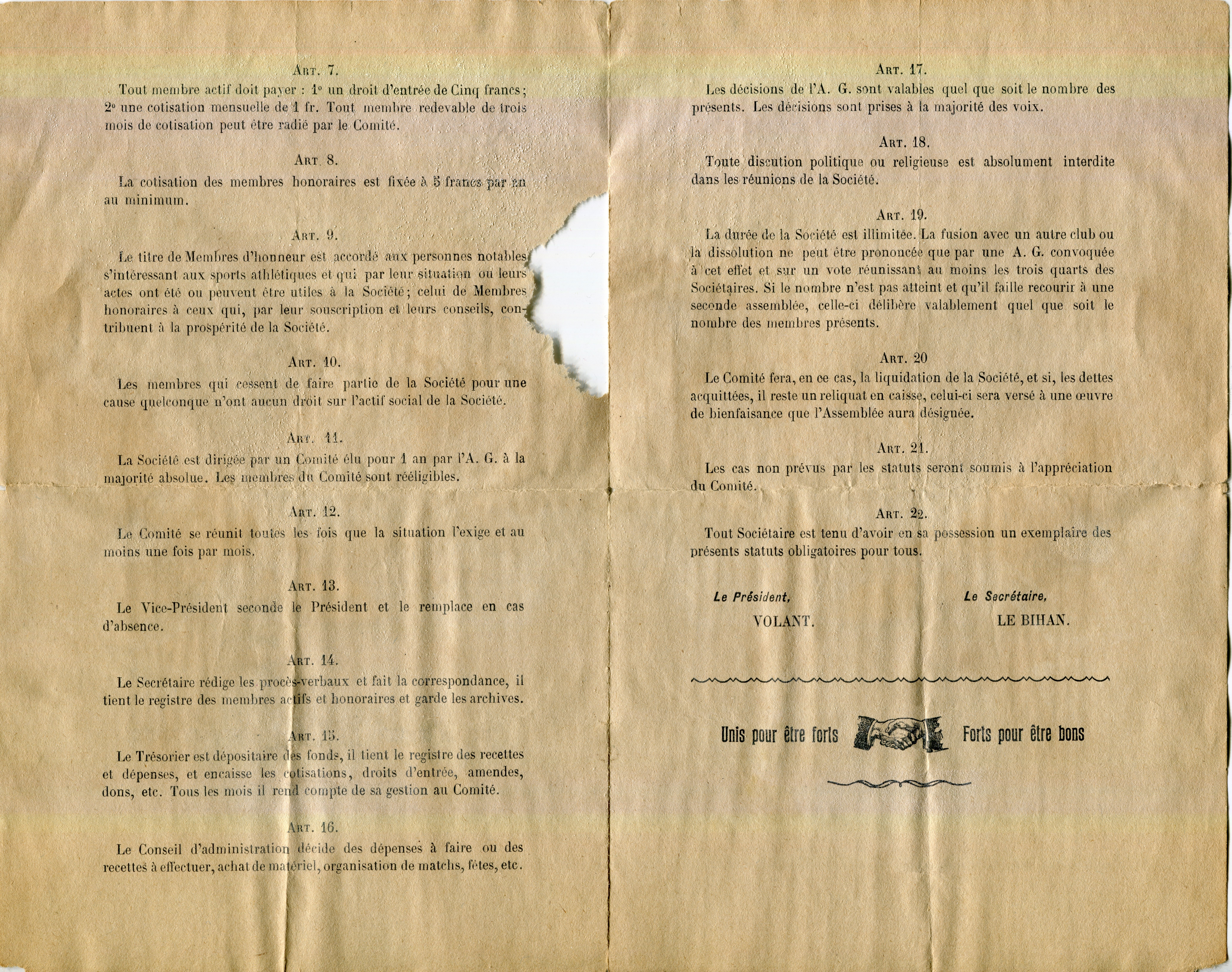 les statuts de 1920