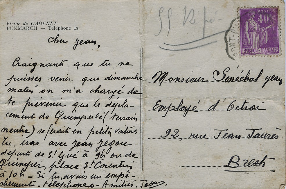 Verso manuscrit de Victor de Cadenet